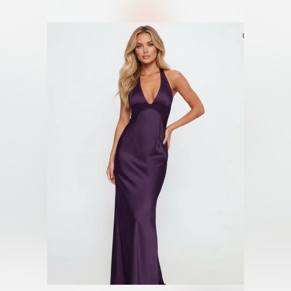 Princess Polly Odyssa Purple Halter Maxi Dress Sizes: 6